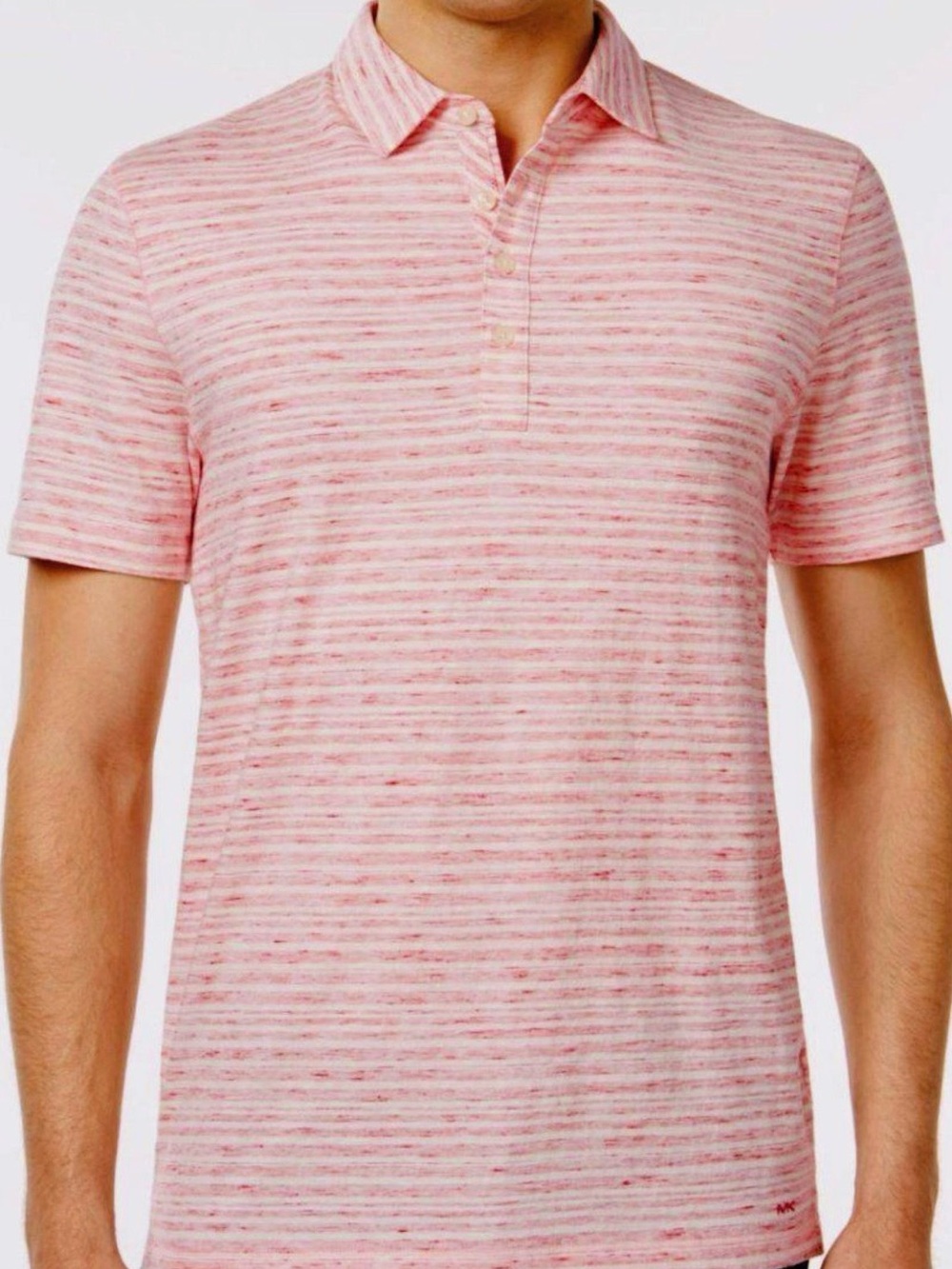 Michael Kors Men's Cotton Polo Shirt Space Dye Striped Short Sleeve Size L